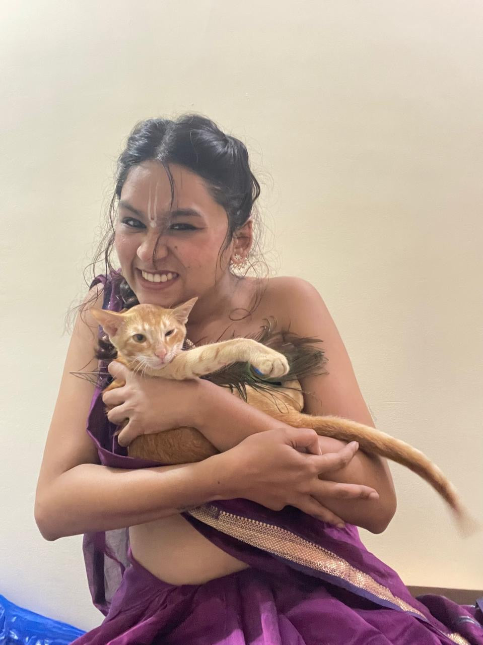 my friend with her late oving pet  - original photo