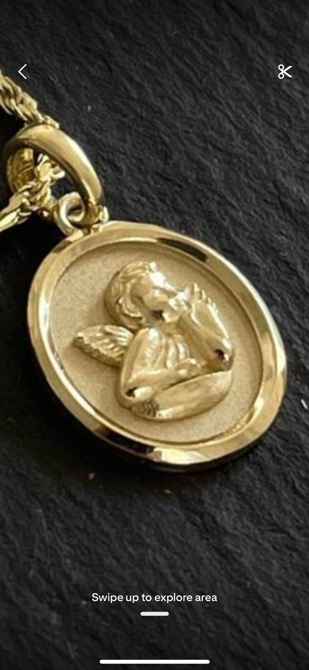 Ok so basically I want a cherub in a oval pendant but like I want the oval to not be perfectly round, it should be off a bit  - original photo
