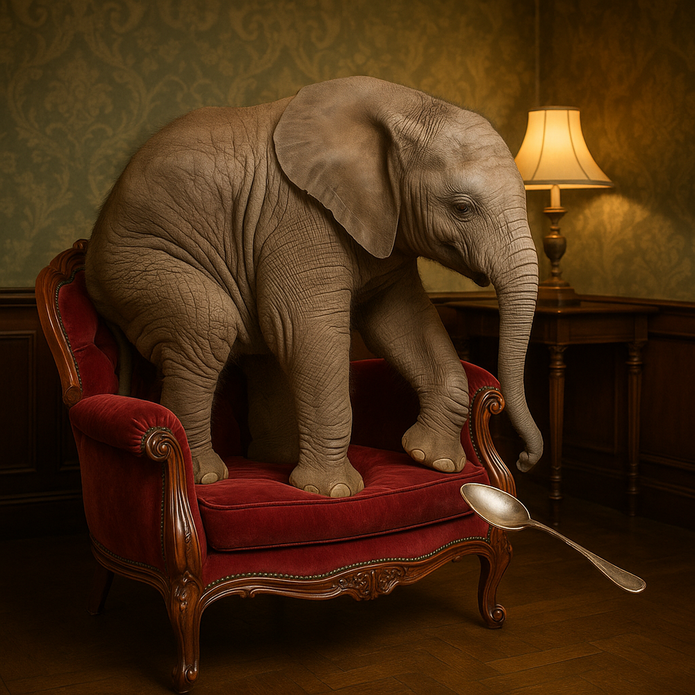 Baby elephant in brothel  - original photo